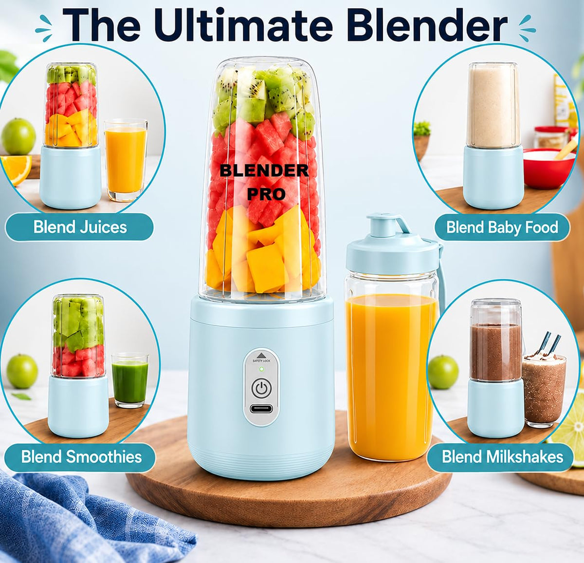 Portable USB Rechargeable Smoothie Blender